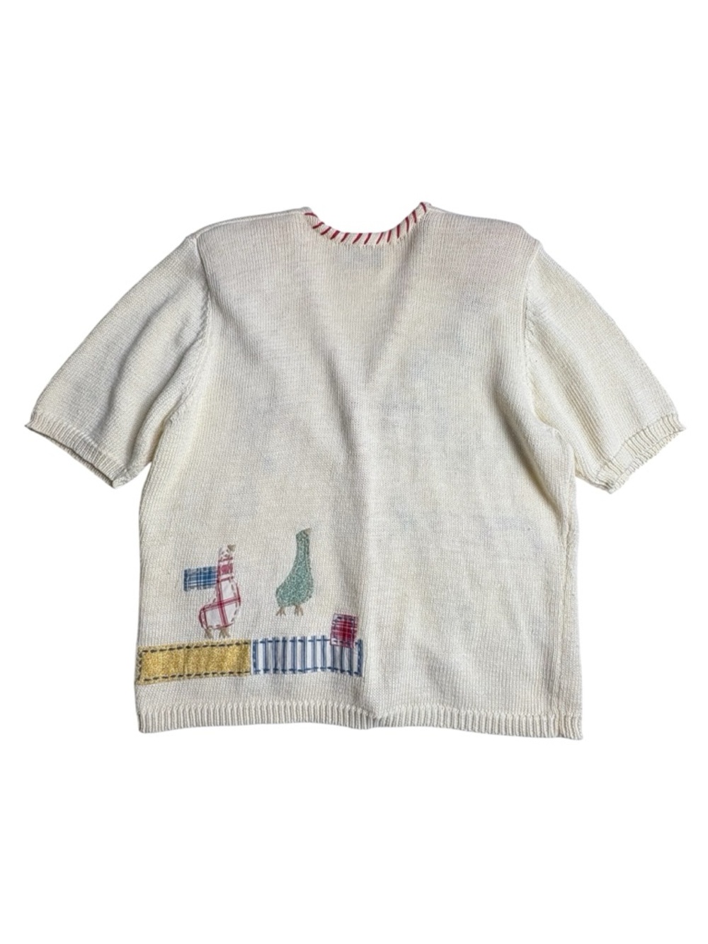 VTG 1995 Susan Bristol Hand Embroidered Farm Scene Cardigan • L • Ramie Cotton - Picture 6 of 12